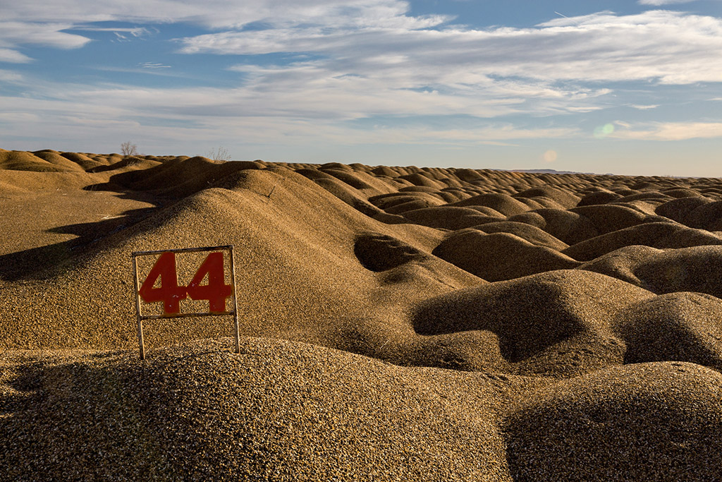 Picture of gravel mined for construction materials, stored near Slaton, Texas